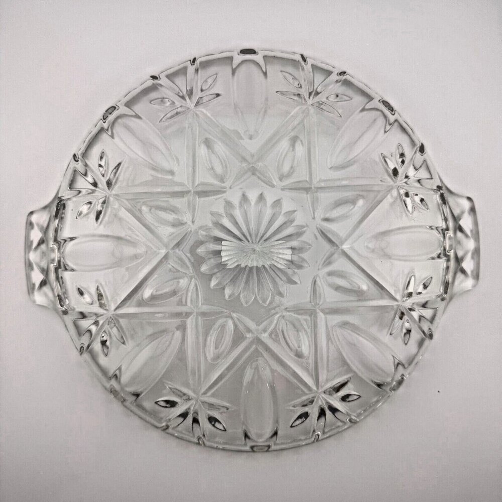 Vintage Anchor Hocking Cross & Olive Glass Platter w/ Handles | Wedding Decor - Picture 2 of 5